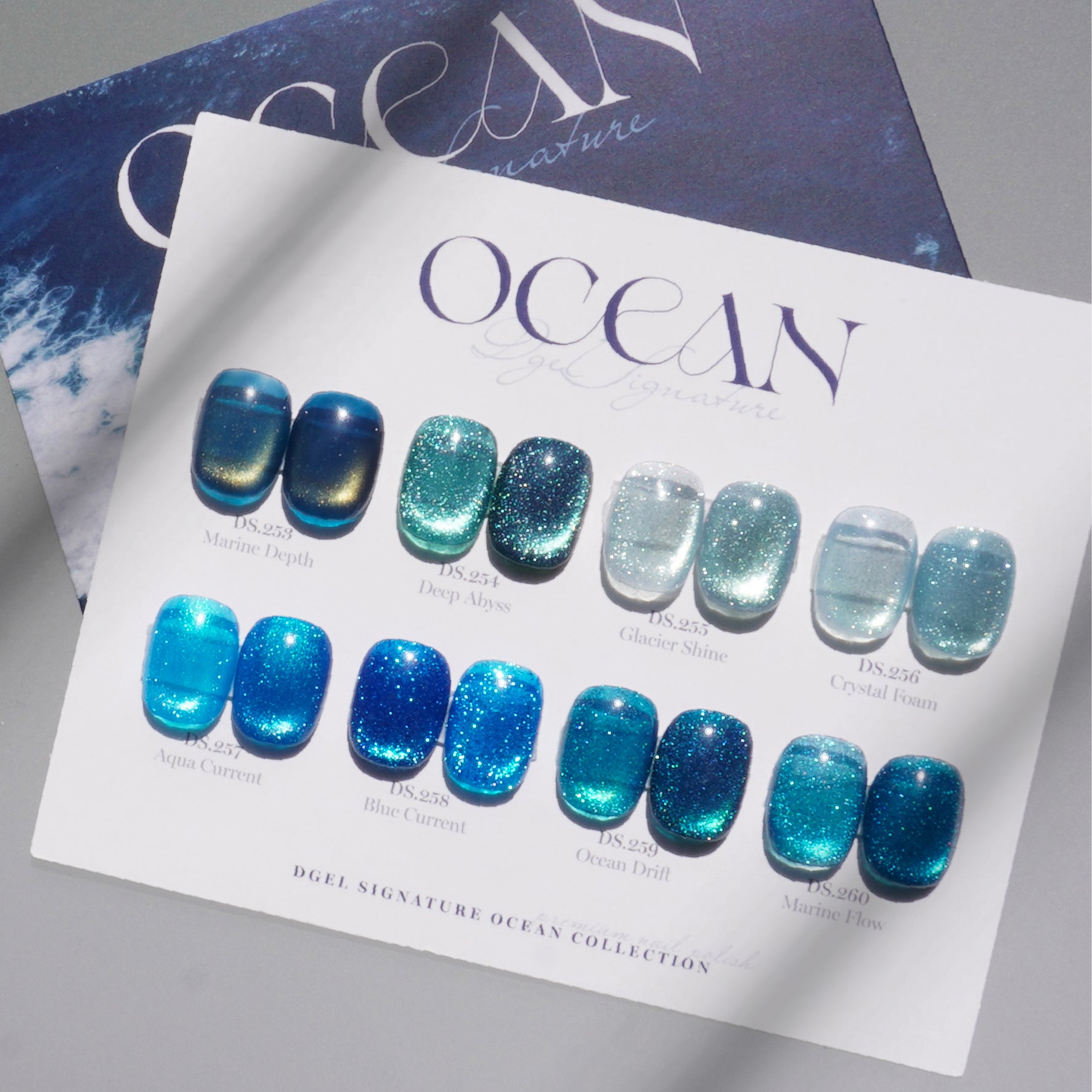 Korean nail gel polish collection with soft salon aesthetic